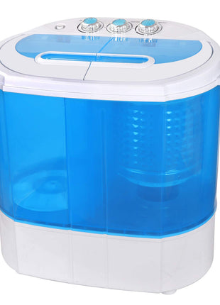 SUPER DEAL Small Portable Washing Machine 9.9lb Mini Compact Washer Twin Tub Laundry Machine Top Load Spinning and Washing Combo 6.57 FT Inlet Gravity Drain Hose