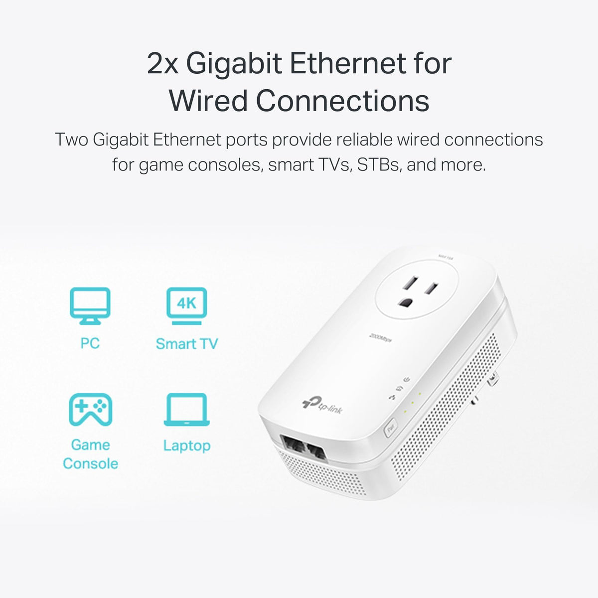 TP-Link AV2000 Powerline Ethernet Adapter TL-PA9020P KIT - Powerline Network Adapter, Passthrough, 2x2 MIMO, 2 Gigabit Ports, Ethernet Over Power, Plug Pair & Play, Power Saving, Free Expert Help