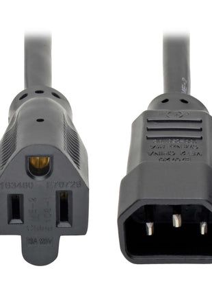 Tripp Lite Series NEMA 5-15R to C14 Power Cable Adapter, 1 foot / 0.3 Meters, UL Listed, Computer Power Plug to Standard Receptacle - 13A, 125V, 16 AWG, Lifetime Manufacturer's Warranty (P002-001-13A)