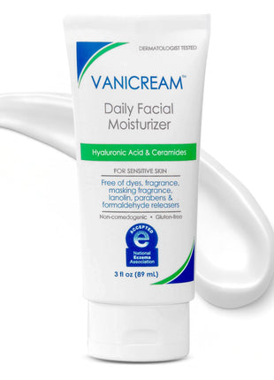 Vanicream Daily Facial Moisturizer, Face Cream with 5 Key Cermides & Hyaluronic Acid, 3 Fl Oz, Formulated Without Common Irritants for Sensitive Skin, Lightweight, Non-Greasy Hydration