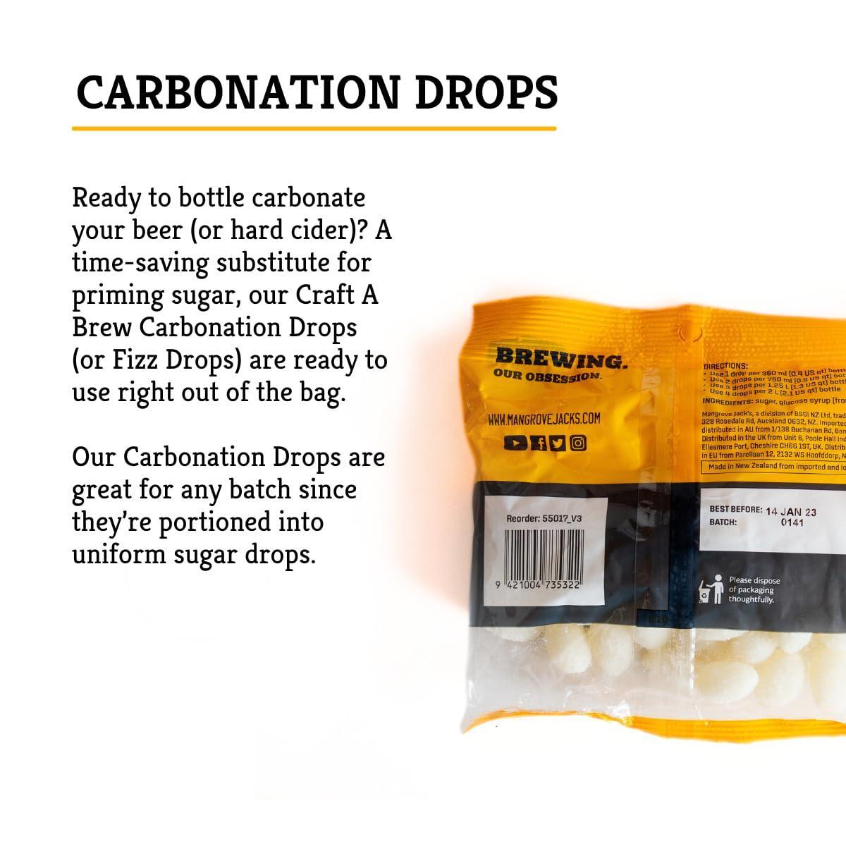 Craft A Brew - Carbonation Drops - For At Home Beer Brewing - Substitute For Priming Sugar - Prepares Homebrew For Carbonation & Bottle Conditioning - Beer & Hard Cider - No Added Flavor - 60 Count