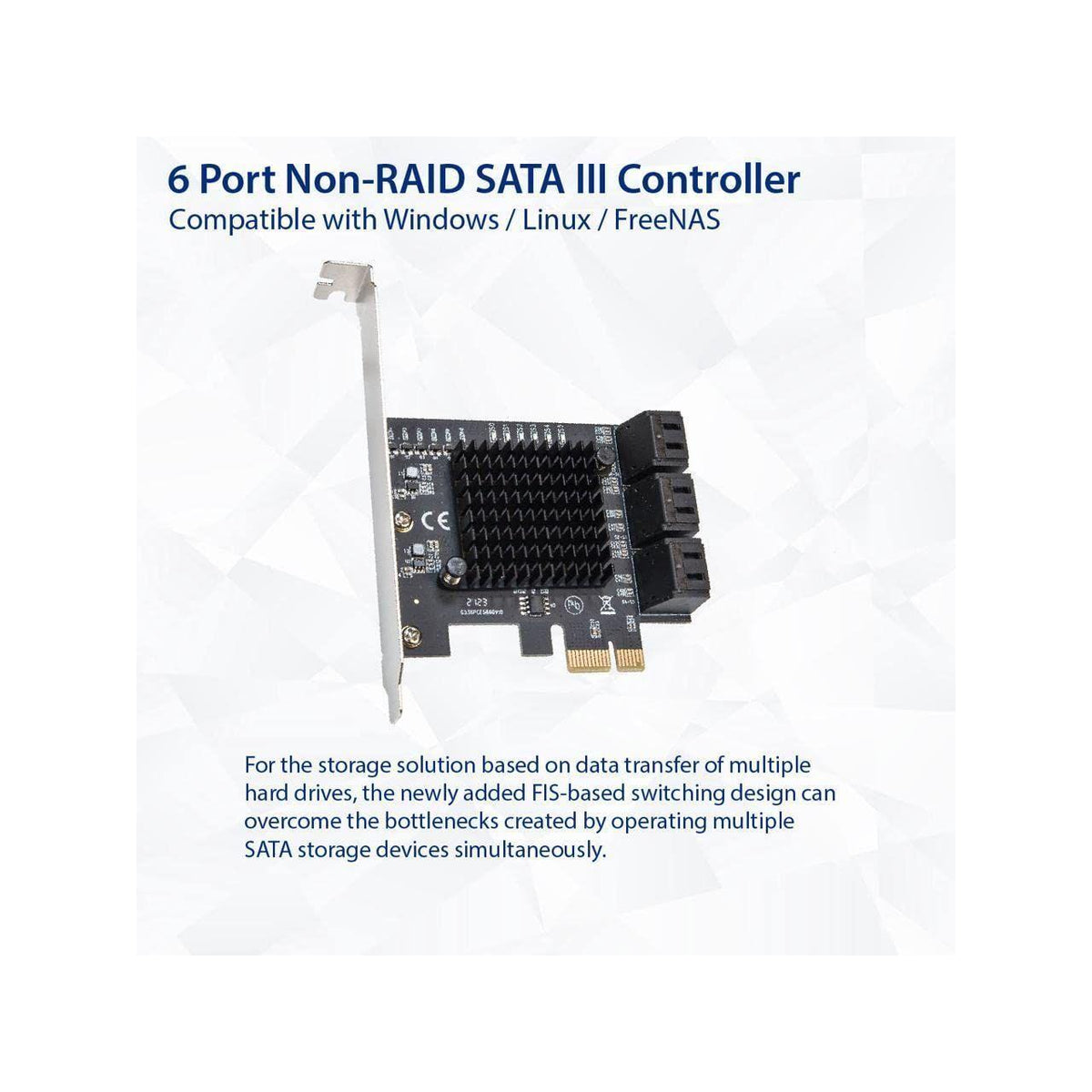 IO CREST 6 Port SATA III to PCIe 3.0 x1 Non-RAID Expansion Card JMB575 JMB582 Low Profile Bracket (SY-PEX40166)