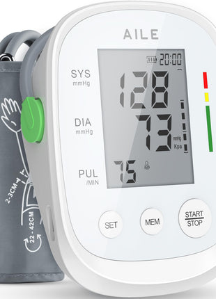 AILE Upper Arm Blood Pressure Monitor, Bp Cuff(8.7"-16.5"), 2x99 Memory | One-Touch Accuracy Readings, Digital Display, Memory Function, Fast 30 Reading, USB-C or 4 AAA, Home Use or Travel