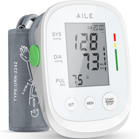 AILE Upper Arm Blood Pressure Monitor, Bp Cuff(8.7"-16.5"), 2x99 Memory | One-Touch Accuracy Readings, Digital Display, Memory Function, Fast 30 Reading, USB-C or 4 AAA, Home Use or Travel