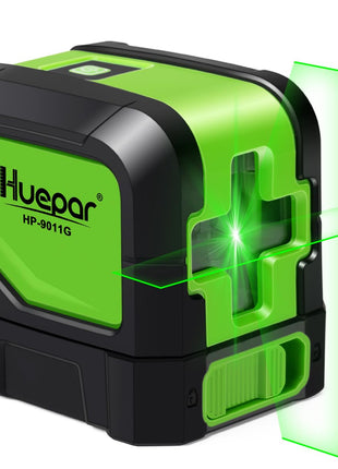 Huepar Laser Level, 100Ft Self Leveling Green Cross Line Laser for Picture Hanging, Tile, Decoration & DIY Construction – 360° Magnetic Base & AA Battery, Indoor Use