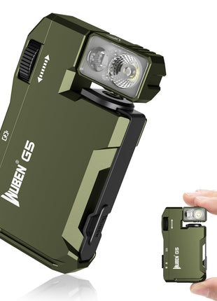 WUBEN G5 Rechargeable EDC Flashlight, Powerful RGB Flashights, 400 Lumens Portable Flat Mini Flashlights, IP68 Waterproof Multi-Mode Magnetic Small Keychain Flashlight for Camping, Emergency (Green)