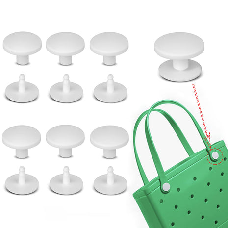6 Sets Replacement Rivets for Beach Bag Handles Repair Replacement Rivets Button Strap Compatible for Rubber Beach Tote Bag (White)