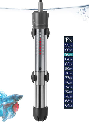 HITOP 25W 50W 100W 200W 300W Adjustable Aquarium Heater, Submersible Fish Tank Heater Thermostat with Suction Cup (50W)