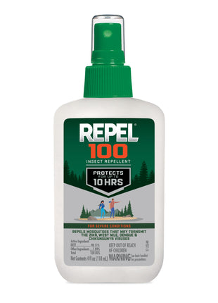 Repel 100 Insect Repellent, 4 Ounces, With DEET, 10-Hour Protection Long-Lasting Insect Repellent Pump Spray Repels Mosquitoes, Ticks, Gnats, Biting Flies, Chiggers And Fleas