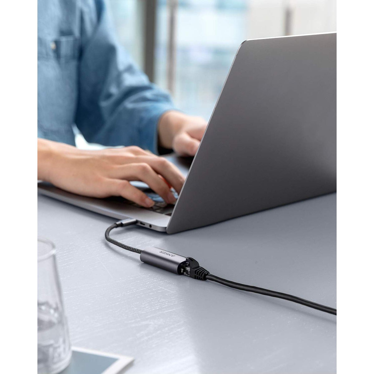 Anker USB C 3.0 to Ethernet Adapter, Portable 1-Gigabit Network Hub, 10/100/1000 Mbps, for MacBook Pro, iPad Pro 2019/2018, ChromeBook, XPS, Galaxy S9/S8, and More