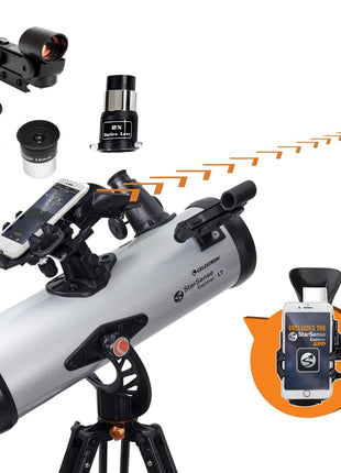 Celestron StarSense Explorer LT 114AZ App-Enabled Telescope – 114mm Newtonian Reflector with Smartphone Dock & StarSense App – iPhone & Android Compatible – Easy-to-Use for Beginners