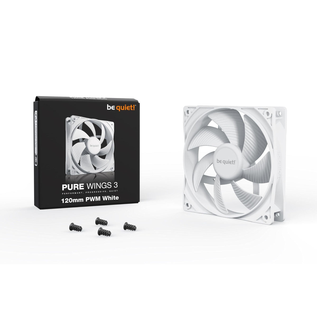 be quiet! Pure Wings 3 120mm PWM White Fan | High top-end Speed | Low Minimum RPM | Optimized Fan Frame | Extraordinary air Pressure | White | BL110