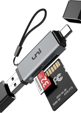 uni SD Card Reader, High-Speed USB C to Micro SD Card Adapter USB 3.0 Dual Slots, Memory Card Reader for SD/Micro SD/SDHC/SDXC/MMC, Compatible with MacBook Pro/Air, Chromebook, Android Galaxy