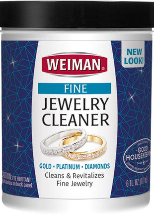 Weiman Fine Jewelry Cleaner Liquid with Cleaning Brush – Restores Shine & Brilliance to Gold, Platinum, Precious Gemstones & Diamond Jewelry, 6 Oz