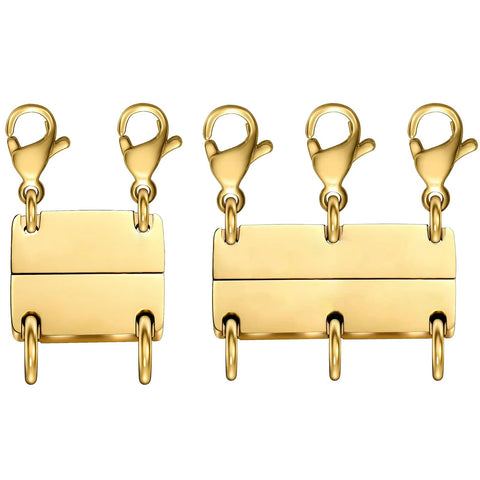 Qulltk Necklace Clasp Layering Jewelry Clasp 18K Gold and Silver Separator for Stackable Necklaces and Chains