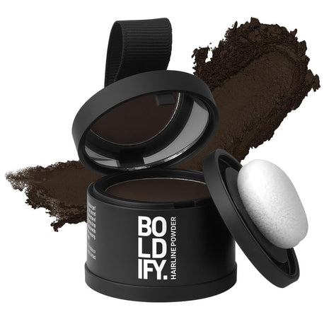 Boldify Hairline Powder, Root Touch Up Hair Color Dark Brown 4g | Instantly Fills Thinning Hair & Sparse Hairlines - Root Cover Up for Gray Hair - Water-Resistant, Sweat-Proof 24-Hour Wear