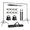 EMART Backdrop Stand 10x7ft(WxH) Photo Studio Adjustable Background Stand Support kit with 2 Crossbars, 8 Clamps, 2 Sandbags and Carry Bag for Parties, Events Decoration, Wedding, Photography