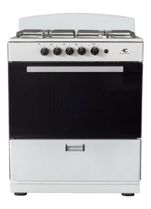MC - 30" White B Gas Space Saver Range with 4.0 CFT Oven Capacity - Italian SABAF Sealed Burners, 2 Ultra-Fast, 2 Fast – Easy to Clean, Iron Grates, Cool Knobs - L 21" W 30" H 41"