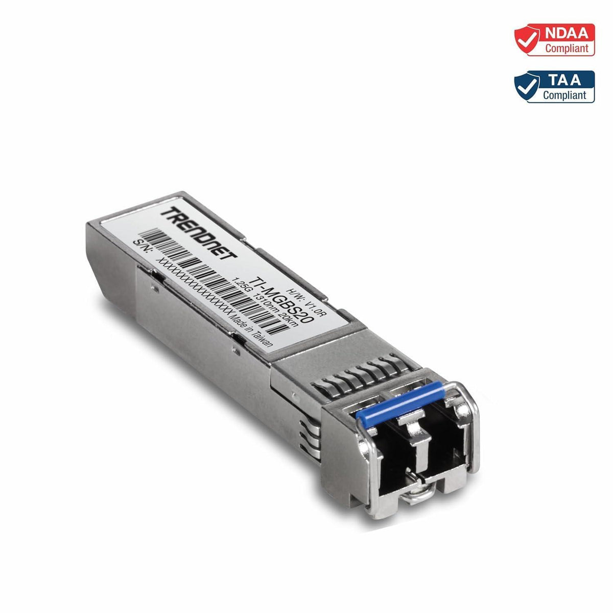 TRENDnet TI-MGBS20, 1000Base-LX Industrial SFP Single- Mode LC Module (20km), Lifetime Protection