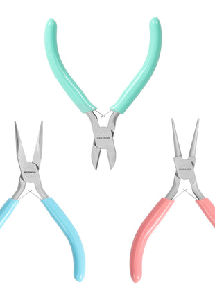 WORKPRO Jewelry Pliers Set, 3 Pack Jewelry Making Tool Kit Includes Mini Needle Nose Plier/Chain Nose Plier, Round Nose Plier and Wire Cutter for Jewelry Repair, DIY Crafts, Jewelry Making Supplies