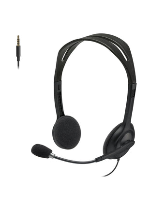 Logitech H111 Wired Headset, Stereo Headphones with Noise-Cancelling Microphone, 3.5 mm Audio Jack, PC/Mac/Laptop/Smartphone/Tablet - Black