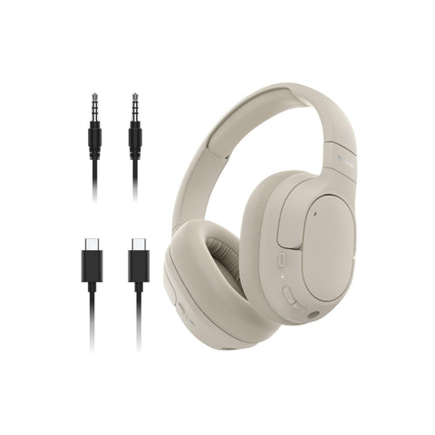 Belkin SoundForm Isolate Bluetooth Over-Ear Headphones - Hybrid Active Noise Cancelling Headphones - Wireless w/ 60H Playtime, Fast Charging & CloudCushion Ear Cups for Travel, Home, or Office - Sand