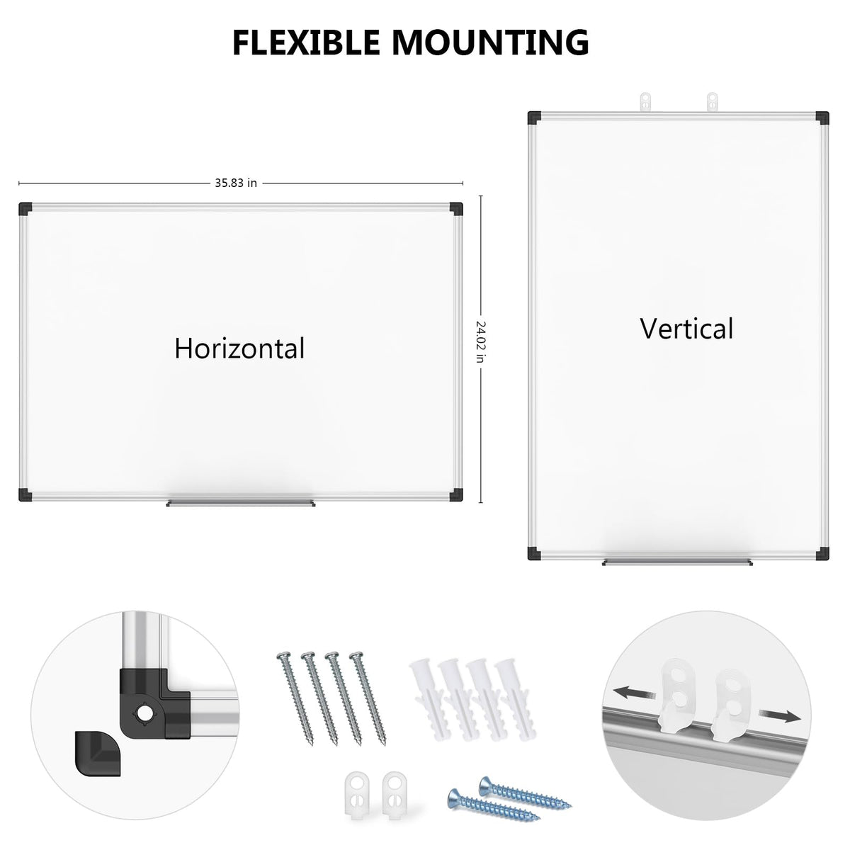 XBoard Magnetic Dry Erase Board/Whiteboard, 36 X 24 Inches, Double Sided White Board,1 Dry Eraser & 3 Dry Erase Markers & 4 Push Pin Magnets