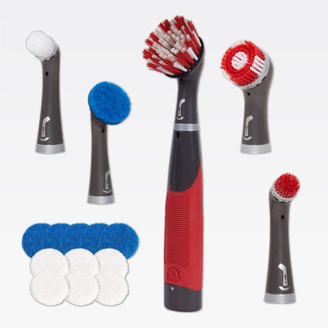 Rubbermaid Reveal Power Scrubber 18-Piece Kit, Cordless Electric Battery Powered Scrub Brush, Water Resistant, for Home/Kitchen/Bathroom/Grout/Tile/Shower/Tub