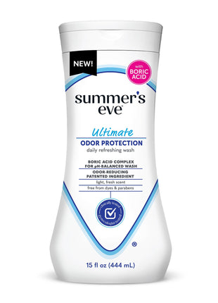 Summer's Eve Feminine Wash, Ultimate Odor Protection, Boric Acid, 15 Fl Oz