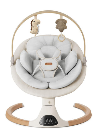 Baby Swings for Infants, Monamii Baby Swing, Bluetooth Infant Swing with Music Speaker, 5 Speeds and Remote Control, Indoor & Outdoor Use (Beige)