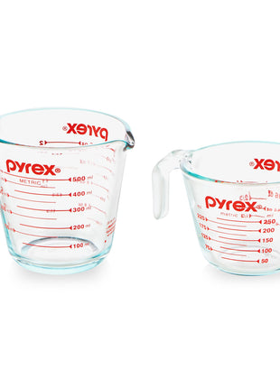 Pyrex Essentials (2-Pack) Glass Measuring Cups Set (1 & 2 Cup) | For prepping, baking and cooking, preheated oven, dishwasher, freezer, and microwave safe