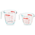 Pyrex Essentials (2-Pack) Glass Measuring Cups Set, (1 & 2 Cup) Measuring Cups For Prepping, Baking and Cooking, Preheated Oven, Dishwasher, Freezer, and Microwave Safe