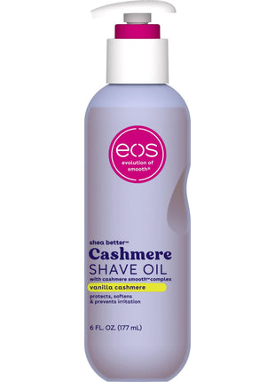 eos Cashmere Shave Oil, Vanilla Cashmere, Soothing Moisturizing, Prevents Irritation and Razor Burn, Bikini Area-Approved, Body Care, 6 fl oz
