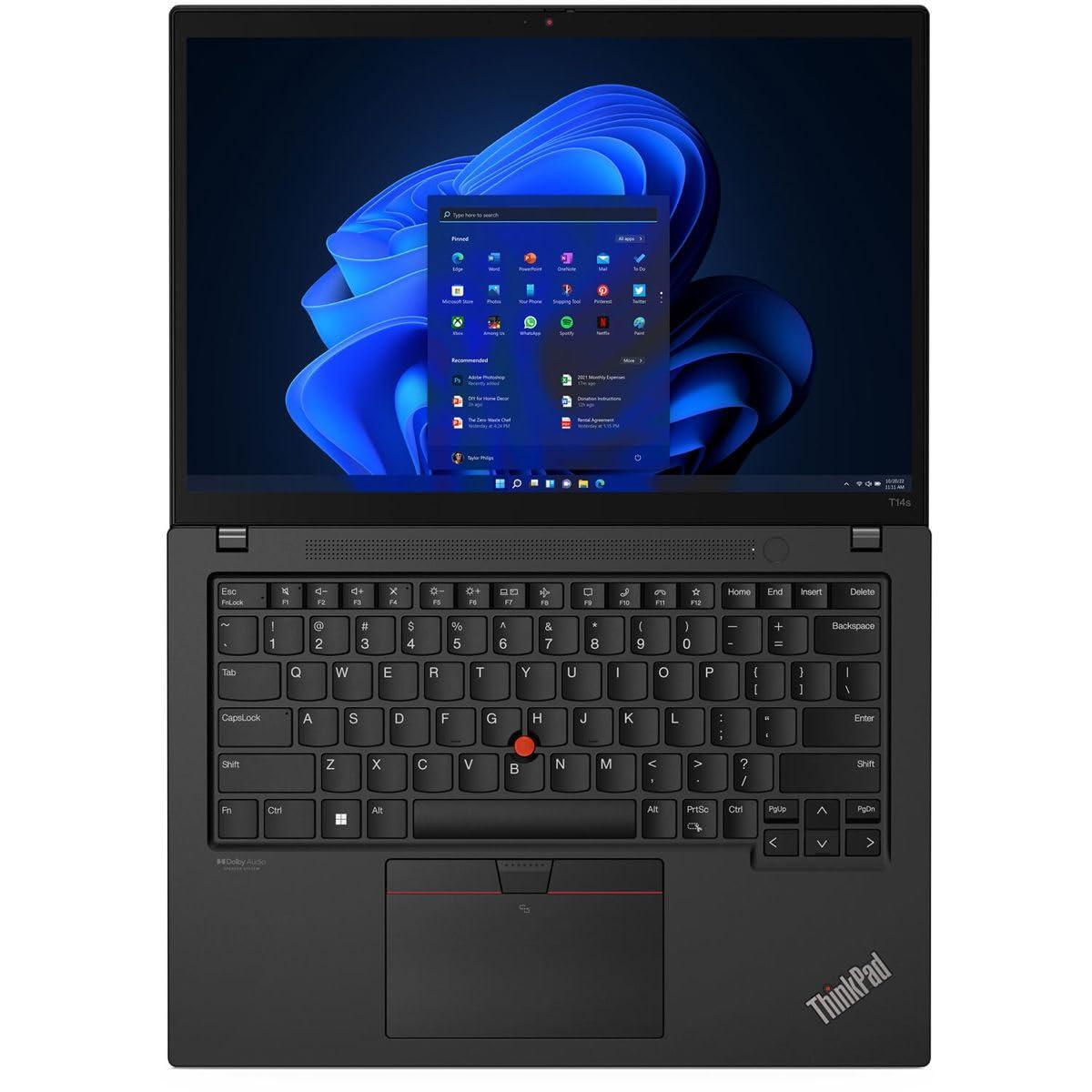 Lenovo ThinkPad T14s Gen 4 21F8004KUS 14" Notebook - WUXGA - 1920 x 1200 - AMD Ryzen 5 PRO 7540U Hexa-core (6 Core) 3.20 GHz - 16 GB Total RAM - 16 GB On-Board Memory - 256 GB SSD - Deep Black
