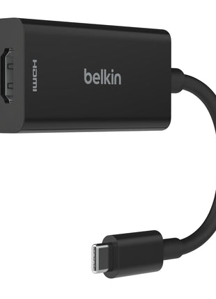 Belkin USB-C to HDMI 2.1 Adapter, Tethered 4.33in Cable w/ 8K @ 60Hz, 4K @ 144Hz, HDR, HBR3, DSC, HDCP 2.2, USB-IF - Works w/Chromebook, Certified for MacBook, iPad Pro, & Other USB-C Devices - Black