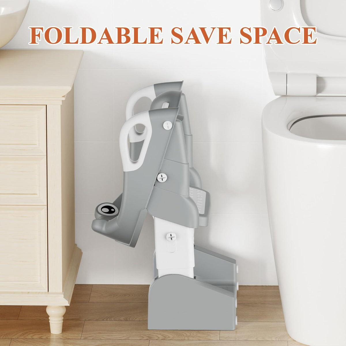 TuckInn Potty Training Seat, Toddler Toilet Seat for Little Boys Girls, Potty Training Toilet with Urinals, Toddler Step Stool Ladder and Splash Guard (Gray)