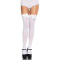 Leg Avenue Womens Satin Bow Accent Thigh Highs, O/S, White