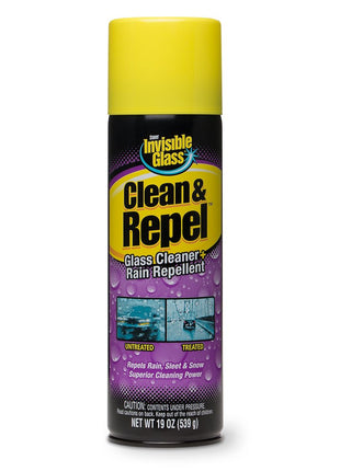Invisible Glass 91184 Clean & Repel – Aerosol Glass Cleaner and Rain Repellent, Cleans Exterior Windshields, Repels Rain, Sleet, Snow, Improves Wet Weather Driving Visibility – 19 oz