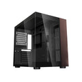 DIYPC DIY-CUBE10-Wood Black USB3.0 /Type C ATX Mid Tower Gaming Computer Case w/Tempered Glass Panel w/Walnut Wood