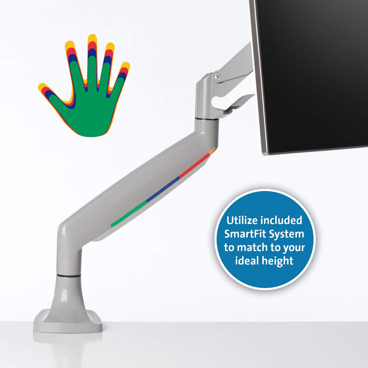 Kensington K55470WW Monitor Arm One Touch Height Adjustable, Single Monitor,White