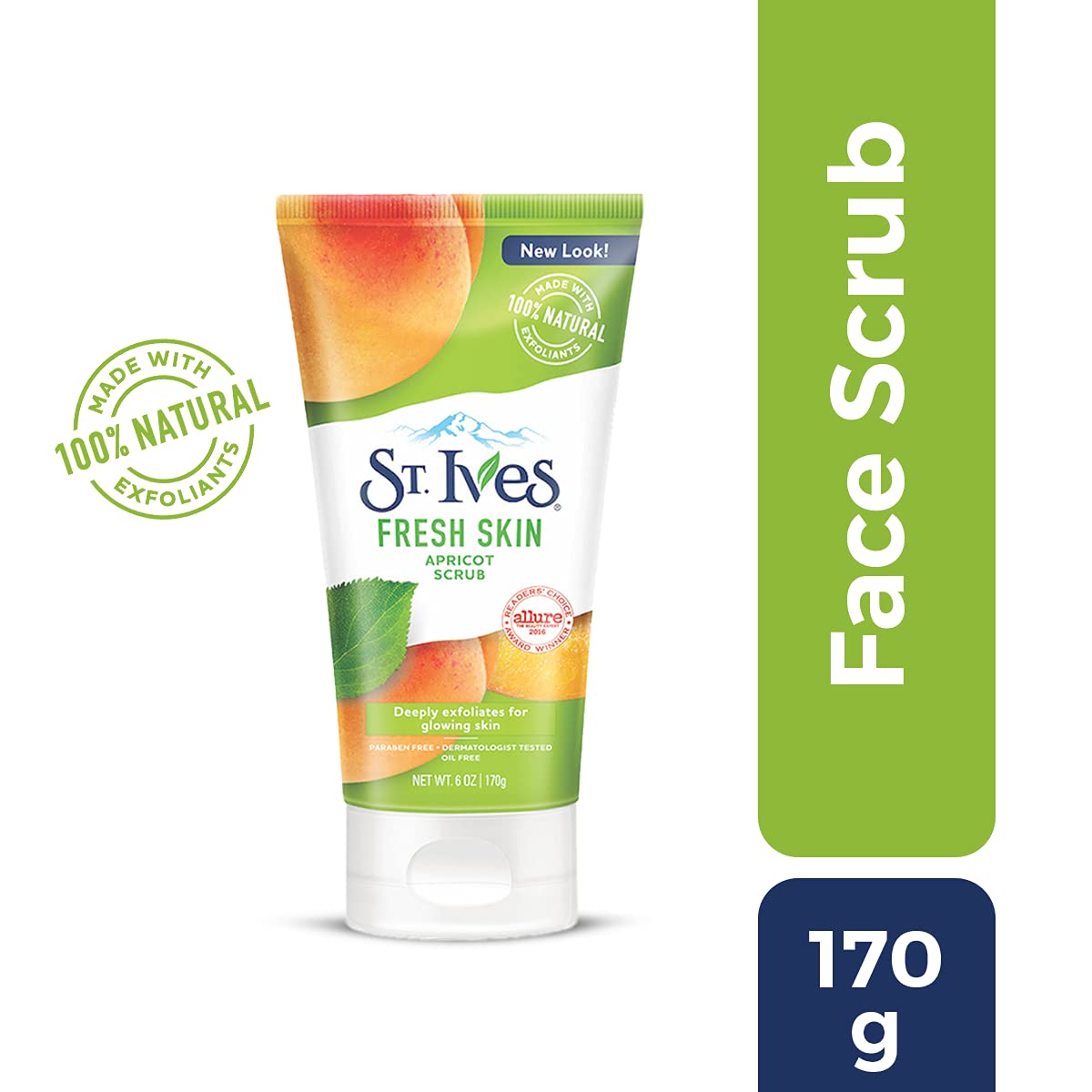 St. Ives Face Scrub, Fresh Skin Apricot, Deep Exfoliator For Glowing Skin With 100% Natural Extracts, 170g