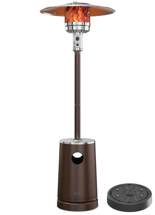 EAST OAK 50,000 BTU Patio Heater with Sand Box, Table Design, Double-Layer Stainless Steel Burner, Wheels, Triple Protection System, Outdoor Heater for Home and Residential, Pinecone