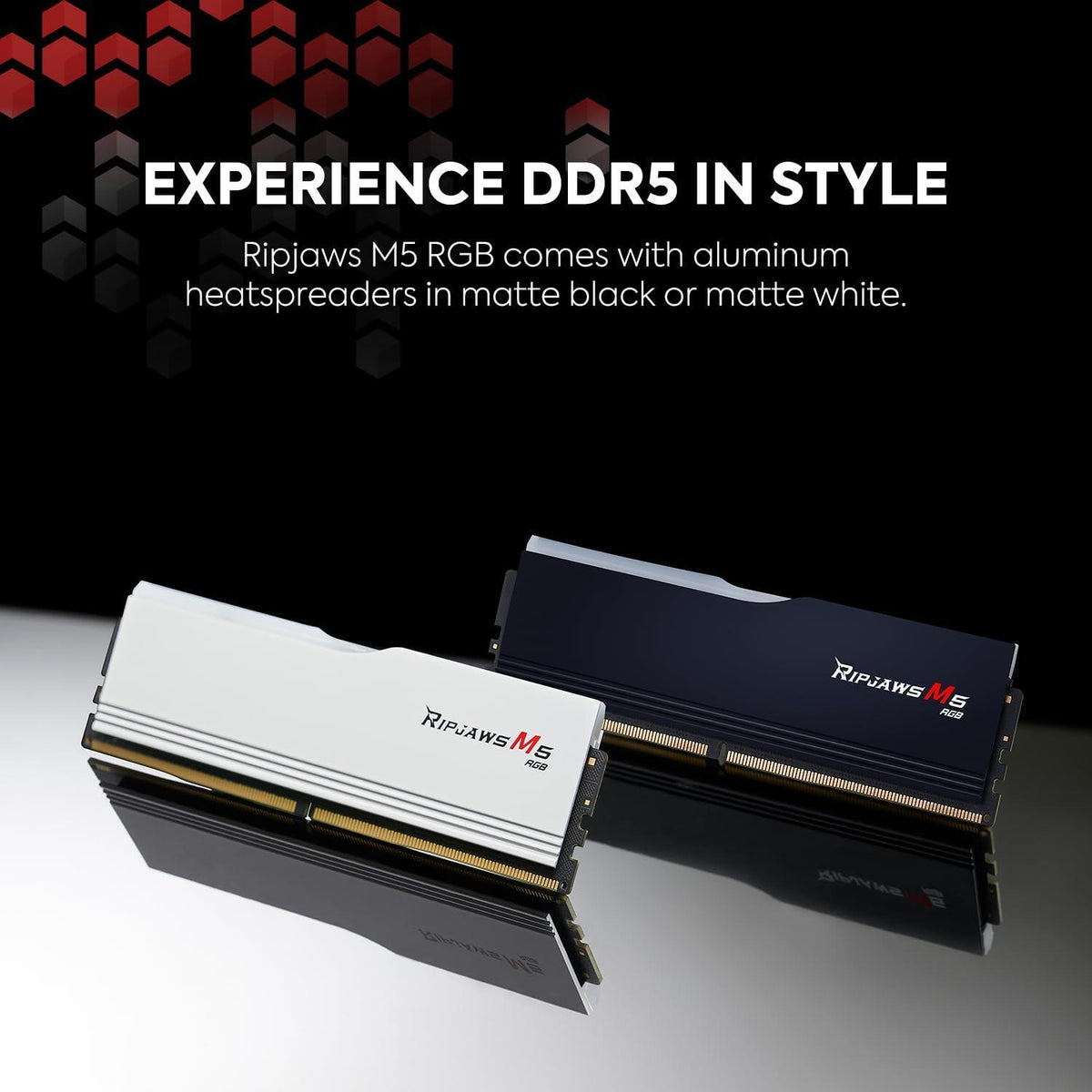 G.SKILL Ripjaws M5 RGB Series (Intel XMP 3.0) DDR5 RAM 96GB (2x48GB) 5200MT/s CL40-40-40-83 1.10V Desktop Computer Memory UDIMM - Matte White (F5-5200J4040A48GX2-RM5RW)