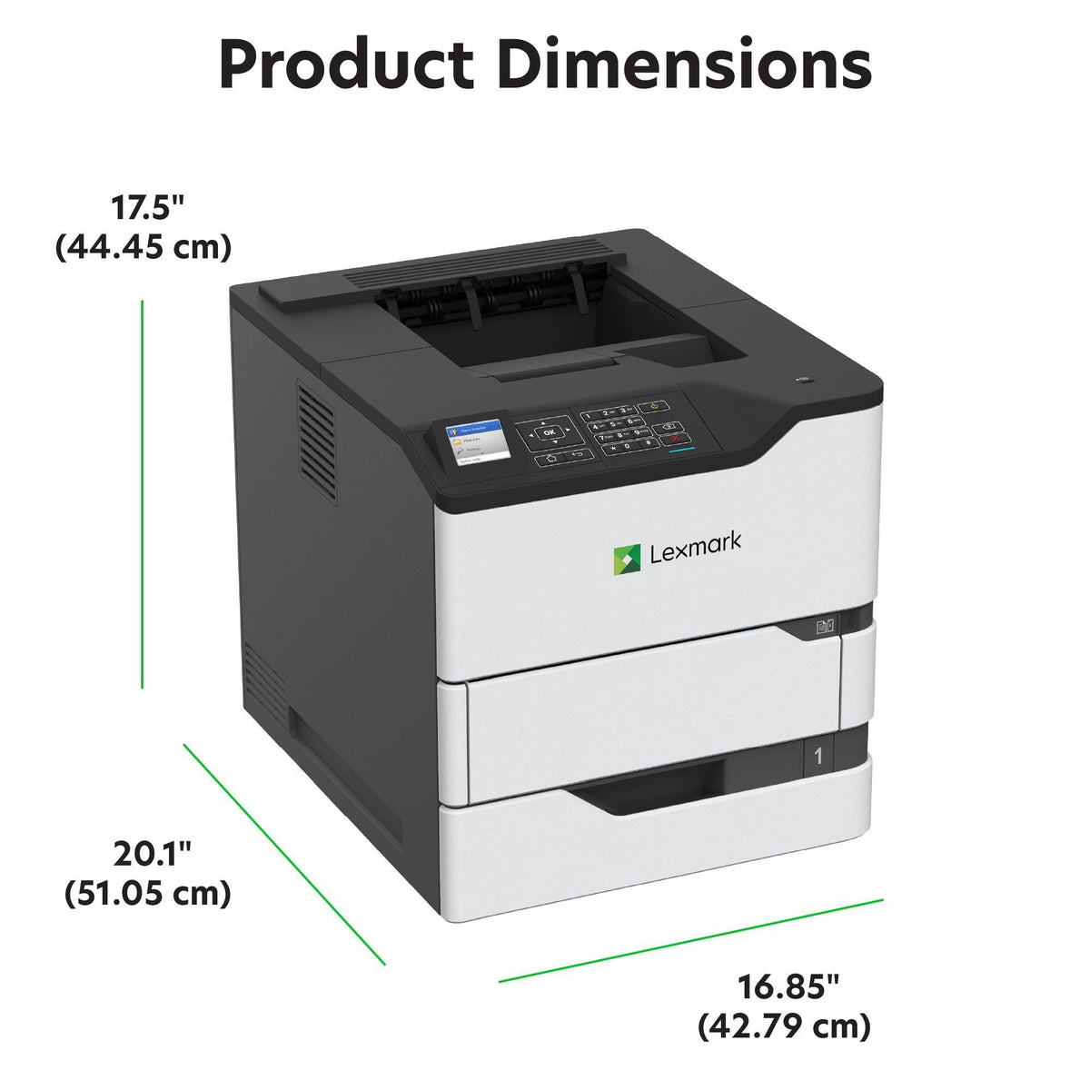 Lexmark MS823dn Monochrome Laser Printer for Office, Two-Sided Printing, Print Speed 65 ppm, 2.4 inch Color LCD Display, 1200 DPI, Black/Grey (50G0200)
