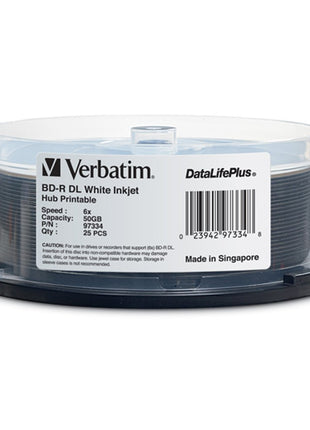 25pk Bd-R Dl 50gb 6X Spindle Dl+ White Inkjet Hub Printable