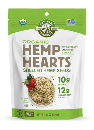 Manitoba Harvest Organic Hemp Hearts, 12oz, 10g Plant Based Protein and 12g Omega 3 & 6 per Srv, Smoothies, yogurt & salad, Non-GMO, Vegan, Keto, Paleo, Gluten Free