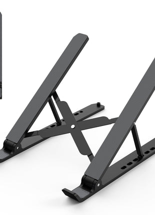Tonmom Laptop Stand for Desk, Adjustable Laptop Riser, Black | ABS+Silicone Foldable Portable Notebook Holder, Ventilated Cooling Notebook Mount Computer Stand for 10-15.6" Laptops,Tablets