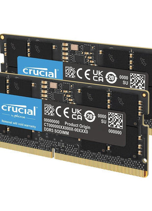 Crucial 32GB DDR5 RAM Kit (2x16GB), 5600MHz (or 5200MHz or 4800MHz) Laptop Memory 262-Pin SODIMM, Compatible with Intel Core and AMD Ryzen 7000, Black - CT2K16G56C46S5