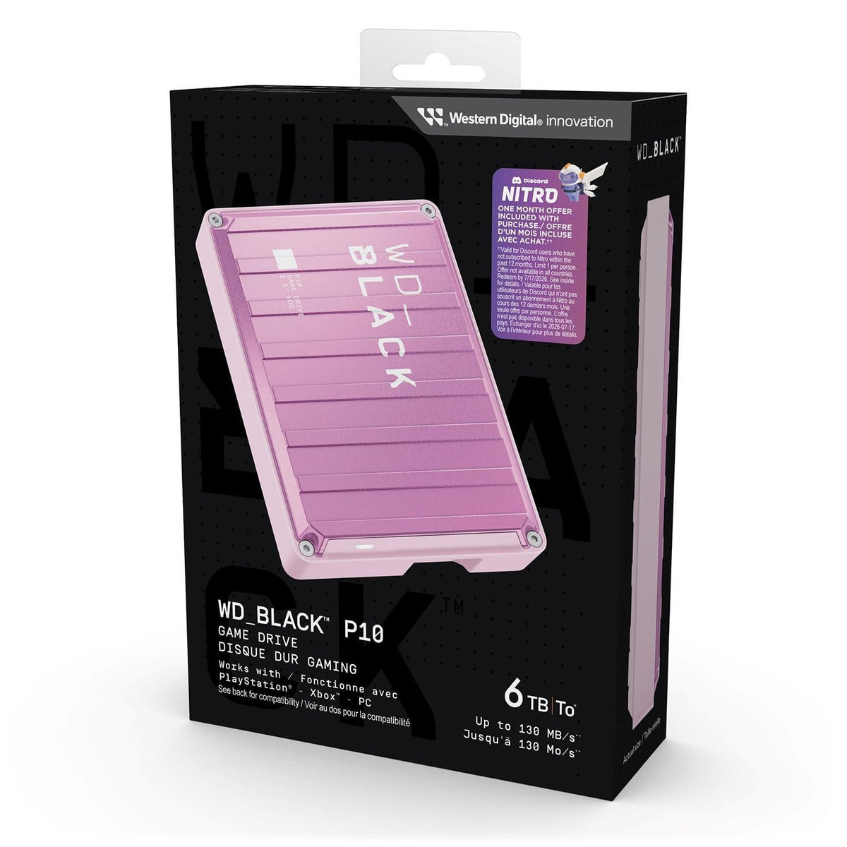 WD_BLACK 6TB Pink P10 Game Drive Portable External Hard Drive HDD, Works with PlayStation, Xbox, & PC - WDBZ7D0060BPK-WESN