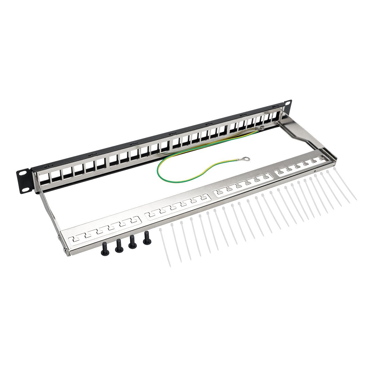 Tripp Lite 24Port Shielded Blank Patch Panel RJ45 USB HDMI Cat5/6 1URM TAA (N062-024-KJ-SH) , Black